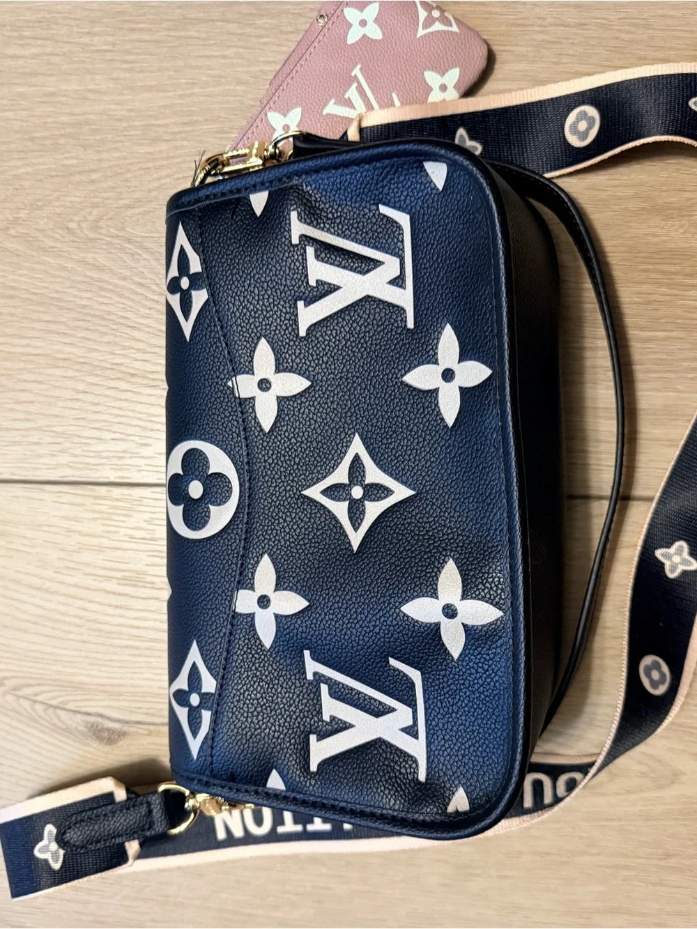 Black & White Monogram Small Flap Crossbody Bag